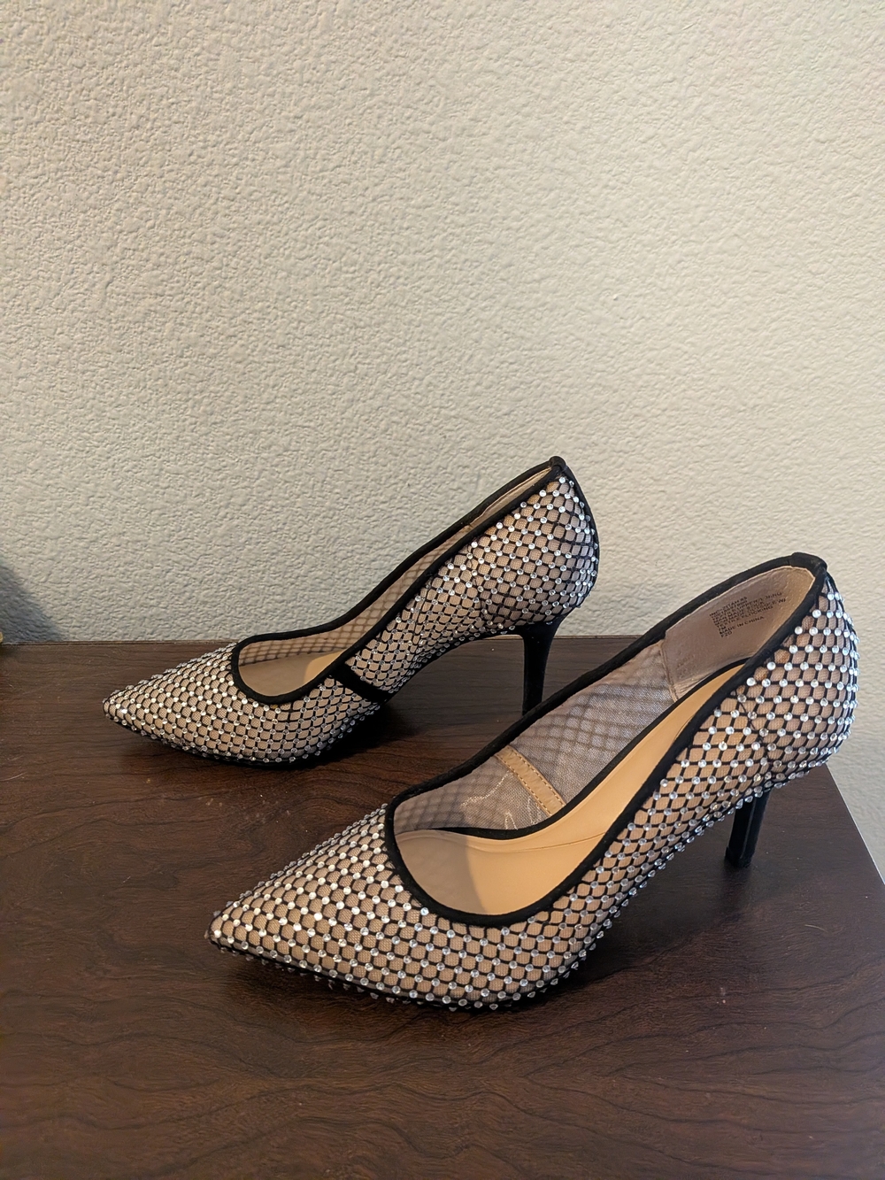 INC International Concepts Black and White Mesh Pointed Toe Pumps